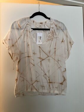 Cloth & Stone Cream Tie-Dye Short Sleeve Blouse Size M